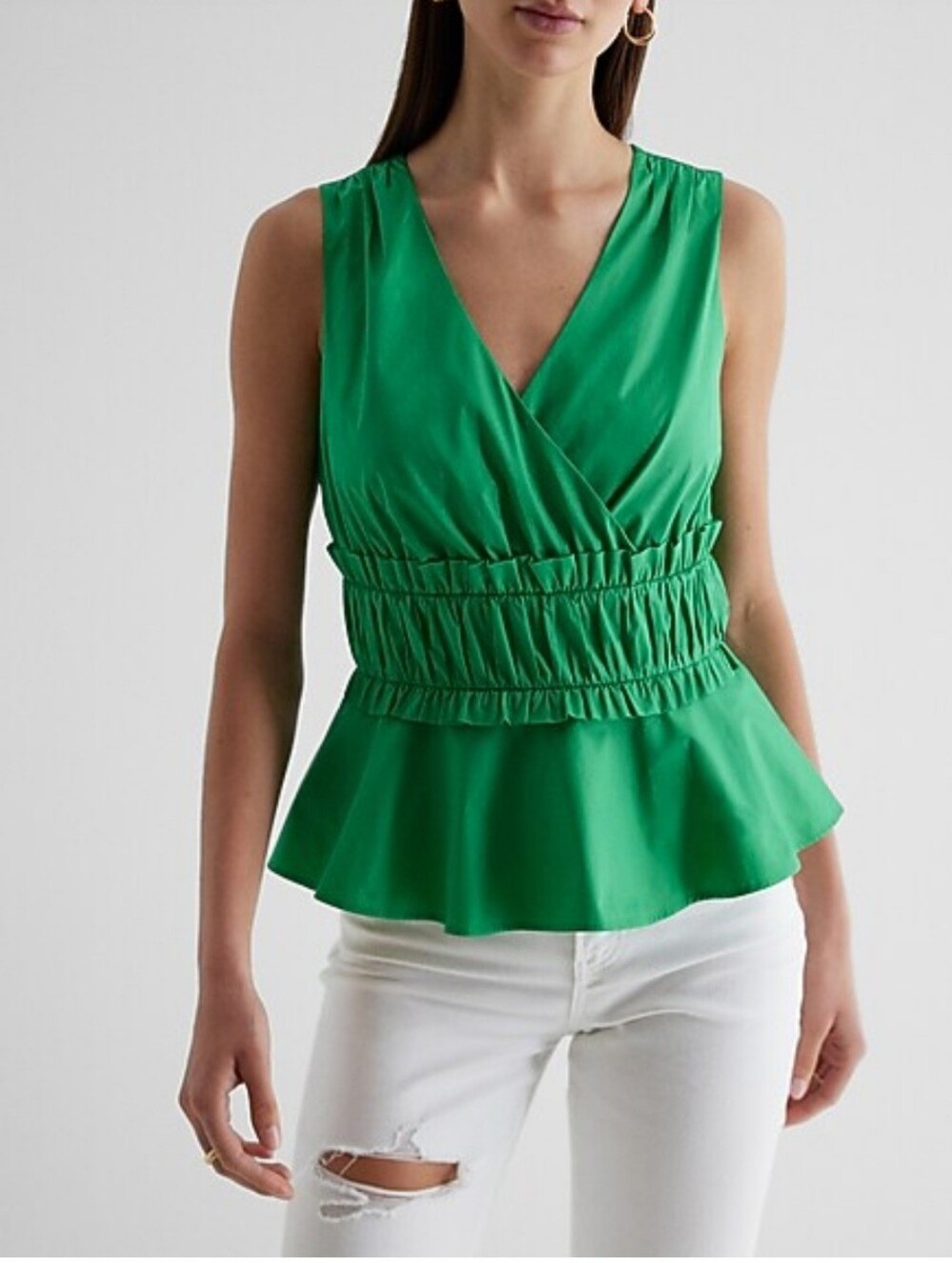 Express Emerald Green Peplum Top